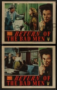 9r743 RETURN OF THE BAD MEN 4 LCs 1948 Randolph Scott, Robert Ryan, Anne Jeffreys, outlaws!