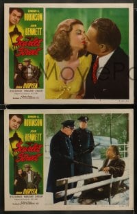 9r842 SCARLET STREET 3 LCs R1949 Fritz Lang classic noir, Edward G. Robinson, Joan Bennett, Duryea!