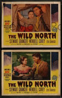 9r668 WILD NORTH 5 LCs 1952 Stewart Granger & Wendell Corey in wilderness action, Cyd Charisse!