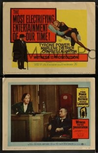 9r477 WITNESS FOR THE PROSECUTION 8 LCs 1958 Billy Wilder, Tyrone Power, Marlene Dietrich, Laughton