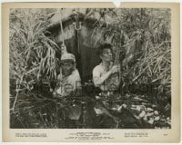 9s053 AFRICAN QUEEN 8x10.25 still 1952 Humphrey Bogart & Katharine Hepburn pulling boat thru jungle!