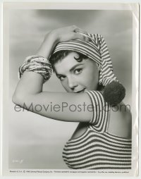 9s215 COLLEEN MILLER 8x10.25 still 1954 head & shoulders portrait sexy striped top & matching hat!