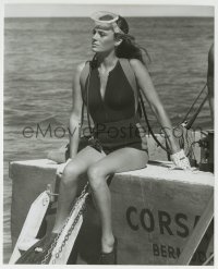 9s257 DEEP 7.5x9.5 still 1977 best c/u of sexiest Jacqueline Bisset in diving suit on boat!