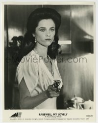 9s309 FAREWELL MY LOVELY 8x10.25 still 1975 best close up of Charlotte Rampling pointing gun!
