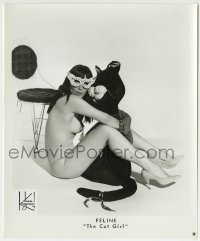 9s316 FELINE THE CAT GIRL burlesque 8.25x9.75 still 1960s near-naked w/stuffed cat by Kriegsmann!