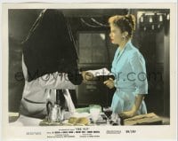 9s021 FLY color 8x10.25 still 1958 hooded Al Hedison gives Patricia Owens note explaining his hood!