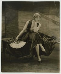 9s355 GILDA GRAY deluxe 7.5x9.25 still 1920s seated portrait holding fan & looking angry by Abbe!