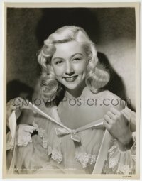 9s363 GLORIA GRAHAME 7.75x10 still 1940s sexy close portrait untying the bow on her nightgown!