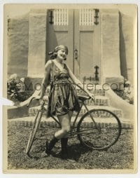9s419 HARRIET HAMMOND 8x10.25 still 1920s wearing sexy dress & posing by her bicycle by Grenbeaux!