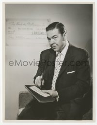 9s628 MILLIONAIRE TV 7x9 still 1950s Marvin Miller as Michael Anthony writing million dollar check!