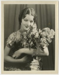 9s659 MYRNA LOY 8x10.25 still 1920s youthful portrait with bouquet of flowers by Charles Bulloch!