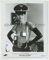 9s681 NIGHT PORTER 8.25x10 still 1974 classic image of topless Charlotte Rampling in Nazi cap!
