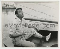 9s696 ON THE BEACH 8.25x10 still 1959 great c/u of Gregory Peck tying his boat to the dock!