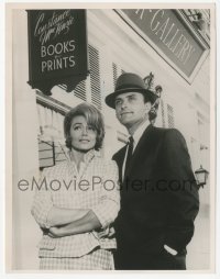 9s727 PEYTON PLACE TV 7x9 still 1964 Dorothy Malone & Ed Nelson outside her Book & Prints shop!