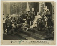 9s746 PRINCE & THE PAUPER 8x10 still R1949 Mauch Twins laugh at Errol Flynn in the throne room!