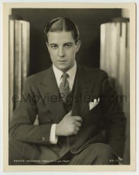 9s766 RAMON NOVARRO 8x10.25 still 1930s great seated close up of the star wearing suit & tie!