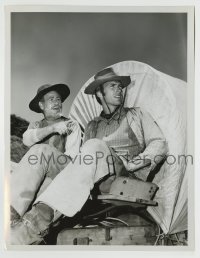 9s771 RAWHIDE TV 7x9 still 1962 Clint Eastwood & Paul Brinegar watch cattle drive from covered wagon!
