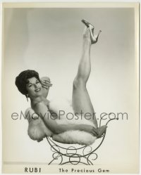 9s811 RUBI THE PRECIOUS GEM burlesque 8x10 still 1960s completely naked but covered by fur!
