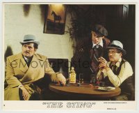 9s036 STING 8x10 mini LC #2 R1977 con men Paul Newman & Robert Redford with Robert Shaw at table!