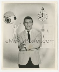 9s944 TWILIGHT ZONE TV 8.25x10 still 1963 best portrait of creator/host Rod Serling w/ intro props!