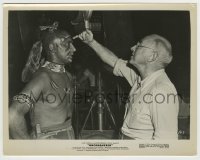 9s950 UNCONQUERED candid 8x10.25 still R1959 Cecil B. DeMille on set with Native American actor!