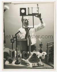 9s968 WATCH MR. WIZARD TV 7x9.25 still 1951 scientist Don Herbert performing science experiment!
