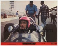 9s040 WINNING 8x10 mini LC #8 R1973 best close up of Paul Newman in his Indy race car on the track!