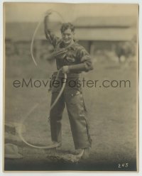 9s989 WOMANHANDLED deluxe 7.75x9.75 still 1925 happy Richard Dix in cowboy outfit twirling lasso!