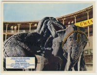 9s007 VALLEY OF GWANGI color English FOH LC 1969 special FX image of dinosaur attacking elephant!