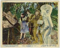 9s001 WIZARD OF OZ color English FOH LC R1955 Dorothy, Scarecrow, Lion & Tin Man by broken sign!