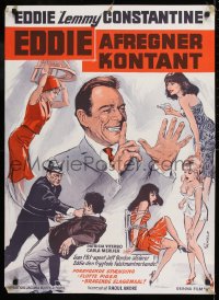 9t305 CES DAMES S'EN MELENT Danish 1965 Eddie Constantine, K. Wenzel artwork of top cast!