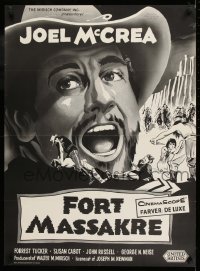 9t316 FORT MASSACRE Danish 1958 Joel McCrea & Forrest Tucker fight the fierce Apache!