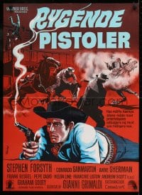 9t322 IN A COLT'S SHADOW Danish 1965 cool Wenzel artwork of cowboy pointing revolver!
