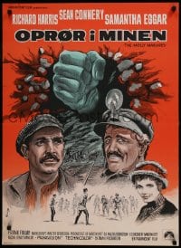 9t330 MOLLY MAGUIRES Danish 1970 Sean Connery, coal miner fist punching through poster by Wenzel!