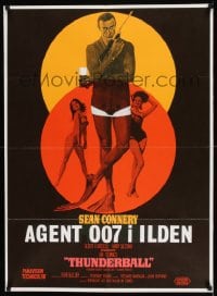 9t348 THUNDERBALL Danish 1965 Robert McGinnis art of Sean Connery as secret agent James Bond 007!