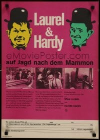9t471 LAUREL & HARDY AUF JAGD NACH DEM MAMMON East German 16x23 1973 Stan and Laurel compilation!