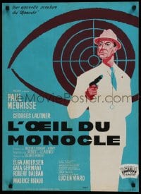 9t216 EYE OF THE MONOCLE French 21x30 1962 Paul Meurisse, Georges Lautner, great Cerutti artwork!
