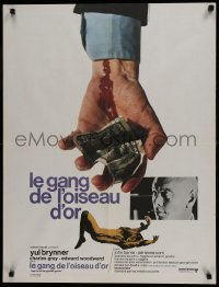 9t218 FILE OF THE GOLDEN GOOSE French 24x31 1970 Yul Brynner, different image of bloody hand & money!