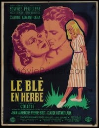9t219 GAME OF LOVE French 24x31 1954 Autant-Lara's Le ble en herbe, Edwige Feuillere by Cerutti!