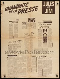 9t225 JULES & JIM French 23x31 1962 Francois Truffaut's Jules et Jim, Jeanne Moreau, Oskar Werner