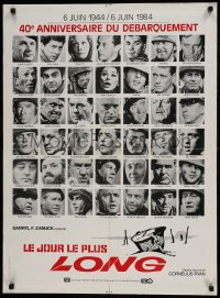 9t227 LONGEST DAY French 25x34 R1984 Zanuck's World War II D-Day movie with 42 international stars!