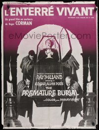 9t237 PREMATURE BURIAL French 24x32 1968 Edgar Allan Poe, Ray Milland being buried alive!