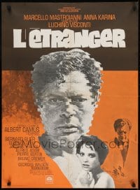 9t241 STRANGER French 23x31 1968 Luchino Visconti's Lo Straniero, art of Marcello Mastroianni!