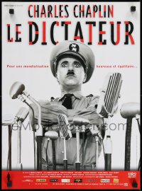 9t249 GREAT DICTATOR French 16x21 R2002 Charlie Chaplin as Hitler-like Hynkel by microphones!