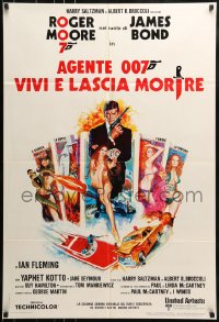 9t601 LIVE & LET DIE Italian 1sh 1973 JO art of Roger Moore as James Bond & sexy tarot cards!
