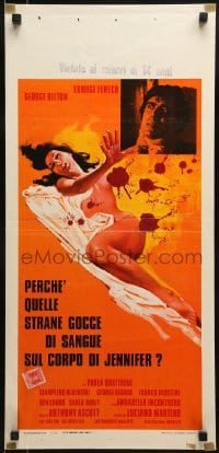 9t629 CASE OF THE BLOODY IRIS Italian locandina 1972 artwork of sexy naked Edwige Fench covered in blood!