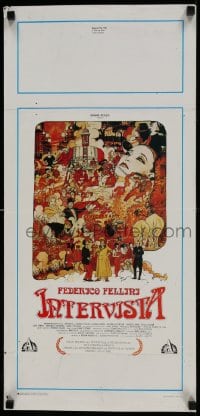 9t657 INTERVISTA Italian locandina 1987 Federico Fellini, wonderful montage art by Milo Houston!