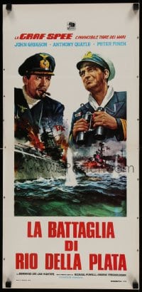 9t678 PURSUIT OF THE GRAF SPEE Italian locandina R1973 Powell & Pressburger's Battle of the River Plate!