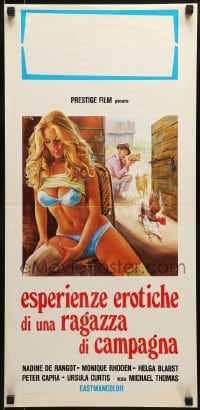 9t679 RANCH OF THE NYMPHOMANIAC GIRLS Italian locandina 1976 sexy artwork of nearly naked girl!