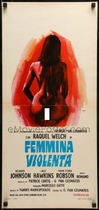 9t681 RESTLESS Italian locandina 1973 completely different art of naked Raquel Welch by Aller!